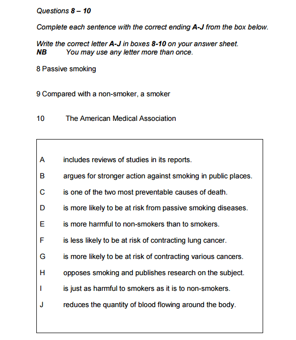 Sample test matching type Matching Test